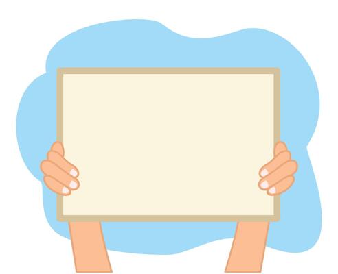 hands hold placards or hand hold blank board for announcement or information board