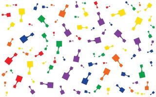 A colorful pattern of squares and triangles on a white background vector