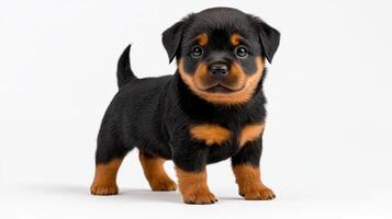 Cute Rottweiler Puppy Isolated on White Background photo