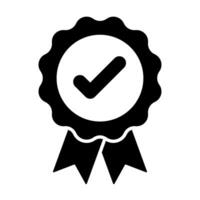 Best quality badge, approval check mark with ribbons icon for graphic design, logo, web site, social media, mobile app, ui vector