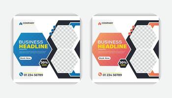 Simple and polygonal layout creative and colorful real estate square banner or social media post design vector