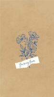 illustration art blue flower outline on cardboard vector