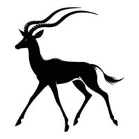 A striking silhouette of an antelope with long, elegant horns against a white background vector