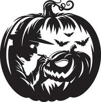 Bold Silhouette Pumpkin Face Stencil for Carving on a Crisp White Background vector