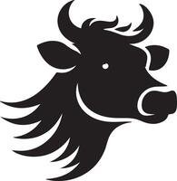 Cow Head Silhouette Portrait in Black and White for Logo and Illustration vector