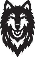 Minimalistic Smiling Wolf Head Silhouette in a Clean White Background Display vector