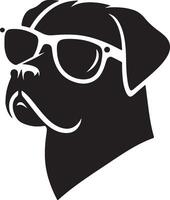Cool Dog Head in Sunglasses Silhouette Icon for a Bold Minimalist Style vector