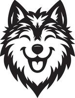 Wolf Head Silhouette with a Friendly Smile on a Crisp White Background vector