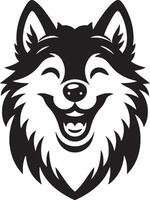 White Background with a Wolf Head Silhouette Smiling in a Striking Design vector