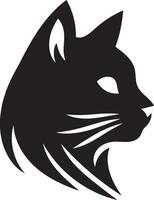 Minimalist Cat Head Silhouette in Illustration on a Clean White Background vector