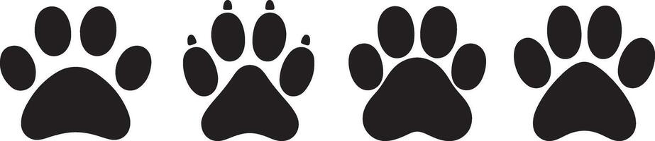 Collection of Paw Print Silhouette Icons in Format Perfect for Pet and Animal Graphics vector