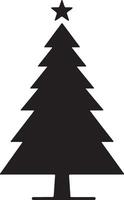 Black Christmas Tree Silhouette Art on White Background for Seasonal Designs vector