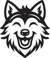 Stylish Wolf Head Silhouette with Smile in a Bold Black and White Design vector