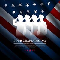 Four chaplains day background with american flag vector