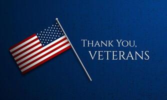Thank you veterans flag on blue background vector