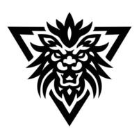 Chinese lion logo in a triangle frame vector