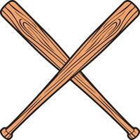 Crossed Baseball Bats Color vector