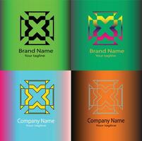 Abstract cross design with square and X shape or modern monochrome icon logo with cross and angle for company. vector