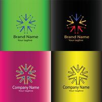 Symmetrical, snowflake-like or starburst design nexus point logos, which can inspire different ideas. vector