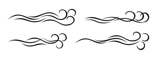 Wind blowing illustration set . Airflow doodle icon. vector