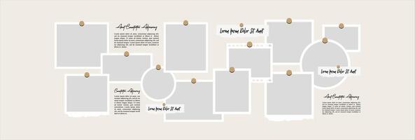 Pictures or photos frame collage comics page grid layout abstract photo frames and digital photo wall template vector