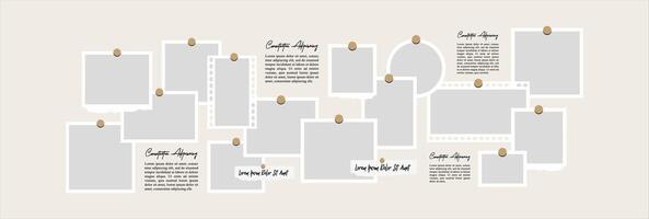 grid layout abstract photo frames template vector