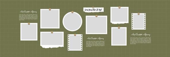 Collage photo effect with text template vector