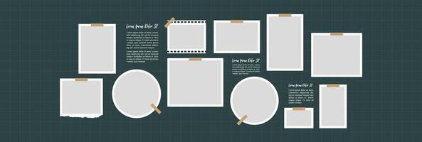 photo frames on light background Pile of photo vector