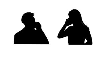 The silhouette of men and women talking on the phone a sense of intimacy and connection vector
