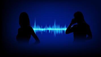 silhouettes woman two individuals engaged in a telephone conversation. Each figure is holding a telephone handset to their ear. suggesting a direct and personal mode of communication vector