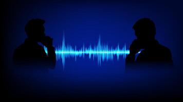 silhouettes two individuals engaged in a telephone conversation. Each figure is holding a telephone handset to their ear. suggesting a direct and personal mode of communication vector