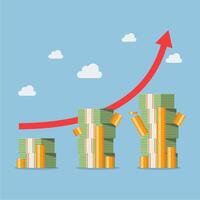 Retirement money plan with red arrow. vector