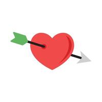 Heart with arrow icon in flat style. Valentines day illustration on isolated background. Amour sign business concept. vector