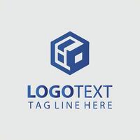 A blue cube logo design for a business vector