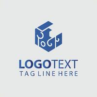 A blue cube logo design for a company vector