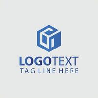 A blue cube logo design for a business vector