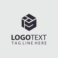 A black and white cube logo design vector