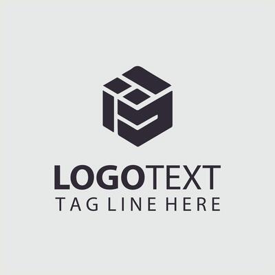 A black and white cube logo design