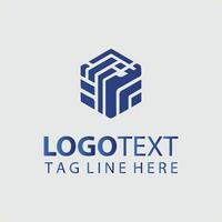 A blue cube logo design for a business vector