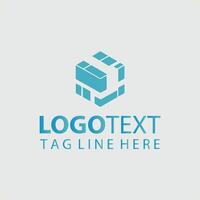 A blue cube logo design vector