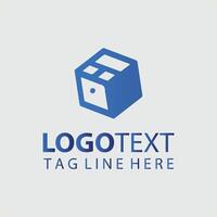 A blue box logo design for a business vector