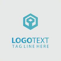A blue hexagon logo design for a business vector