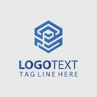 A blue hexagon logo design for a business vector