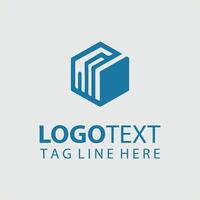 A blue cube logo design for a business vector