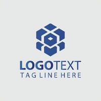 A blue cube logo design for a business vector