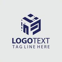 A cube logo design with a blue background vector