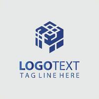 A blue cube logo design for a business vector
