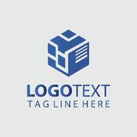 A blue cube logo design for a business vector