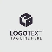 A black and white cube logo design vector