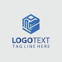 A blue cube logo design for a business vector